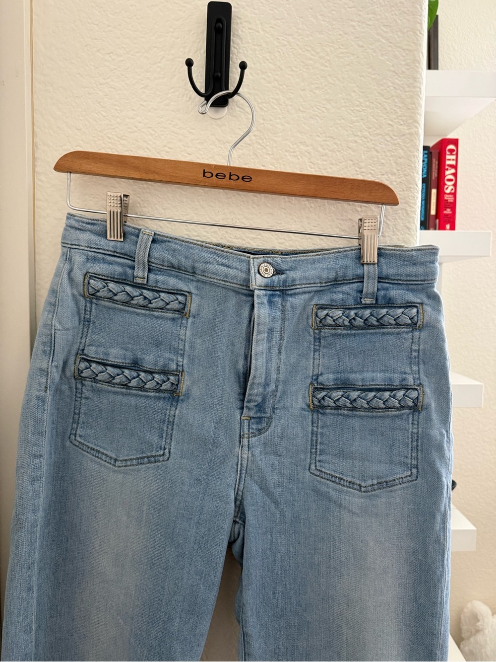 7 For All Mankind Light Blue Braided-Pocket Straight Leg Jeans - Picture 3 of 11
